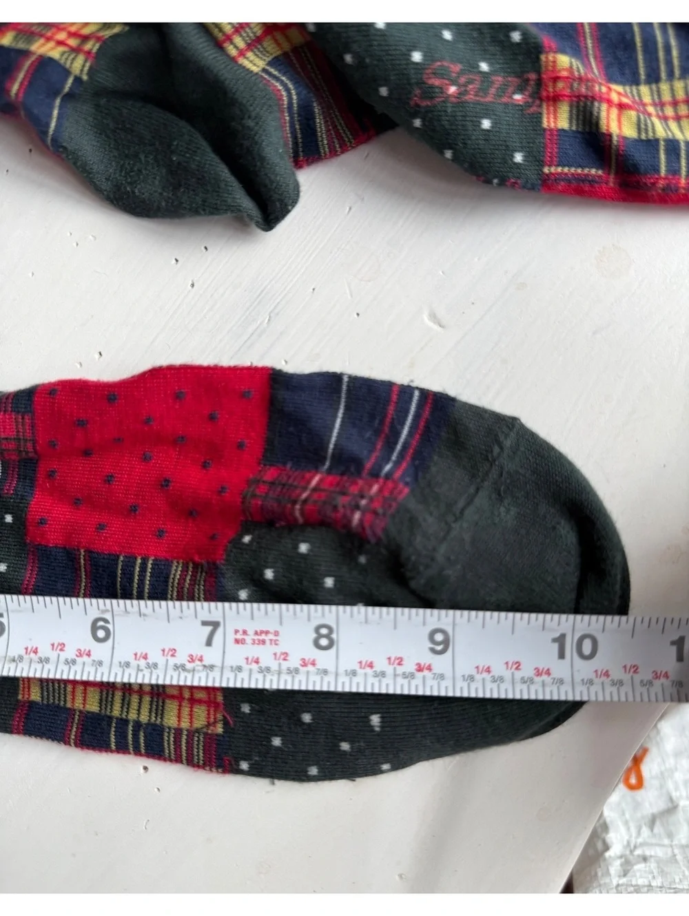 Ralph Lauren  Patchwork Pattern Socks with Red and Green Accents